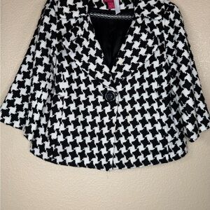 Sunny Leigh Black and White Houndstooth Jacket Cropped Retro Chic